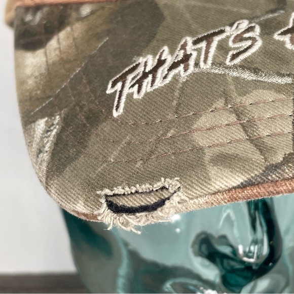 Buckwear Camo Cap with Embroidery Shootin Deer and Drinking Beer. OS. Distressed - Picture 3 of 12